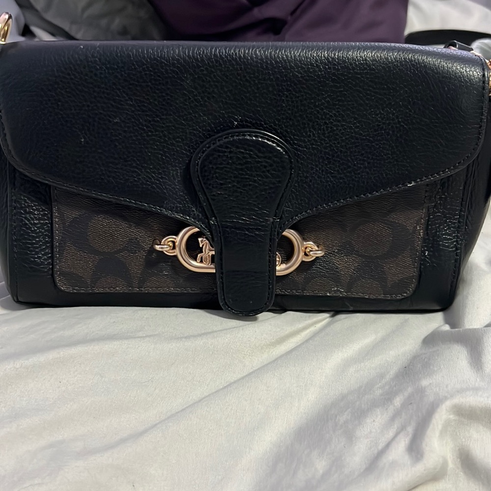Coach cross body with detachable strap brown & black